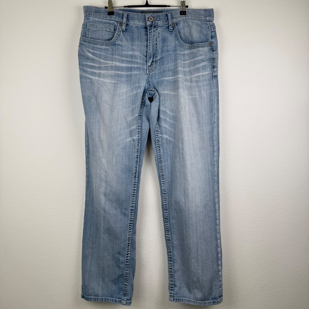 BKE Denim Jeans Men 37x33 Light Blue Excellent Casual Stretch Straight Leg